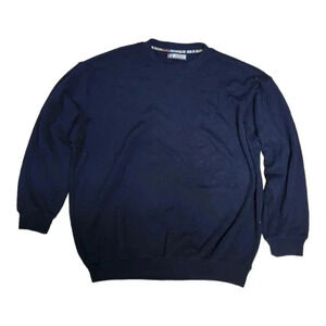 Italian Green Coast Yachting water repellent wool  dark blue crew neck sweater